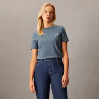 【Calvin Klein】官方旗艦館 CK 刺繡標誌 T 恤_藍色