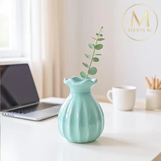 【Floral M】法式海洋藍波浪陶瓷迷你小花瓶(花瓶/插花/玻璃瓶/小口花瓶/花器/花盆/陶瓷花瓶/桌面擺飾)