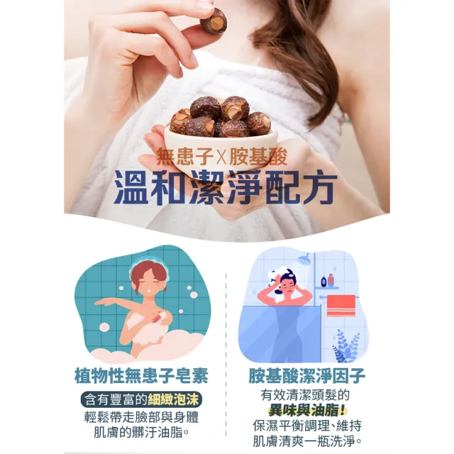 【古寶無患子】三效潔顏洗髮沐浴露500g(三合一沐浴/木質調/洗臉洗髮沐浴)