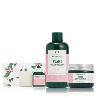 【THE BODY SHOP 美體小舖】維他命E保濕水嫩組(調理水250ML+日霜50ML)