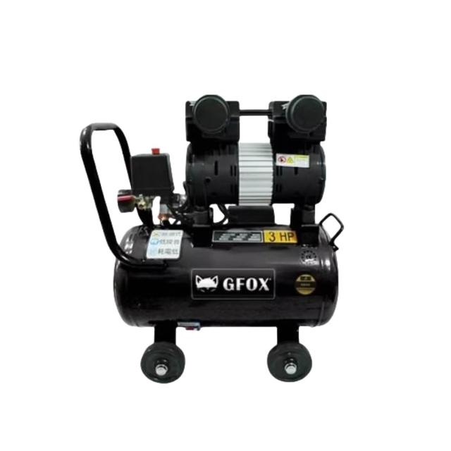 GFOX快速型無油式雙缸空壓機-3HP 25L 110V 60Hz(黑色款 加贈風管+噴槍)