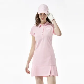 【PING】女款素面短袖連身洋裝-粉紅(吸濕排汗/涼感/GOLF/連身裙/高爾夫球衫/RA23127-13)