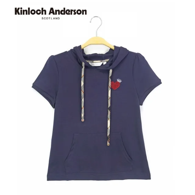 【Kinloch Anderson】愛心皇冠燙鑽連帽短袖上衣(KA1283004 藏青)