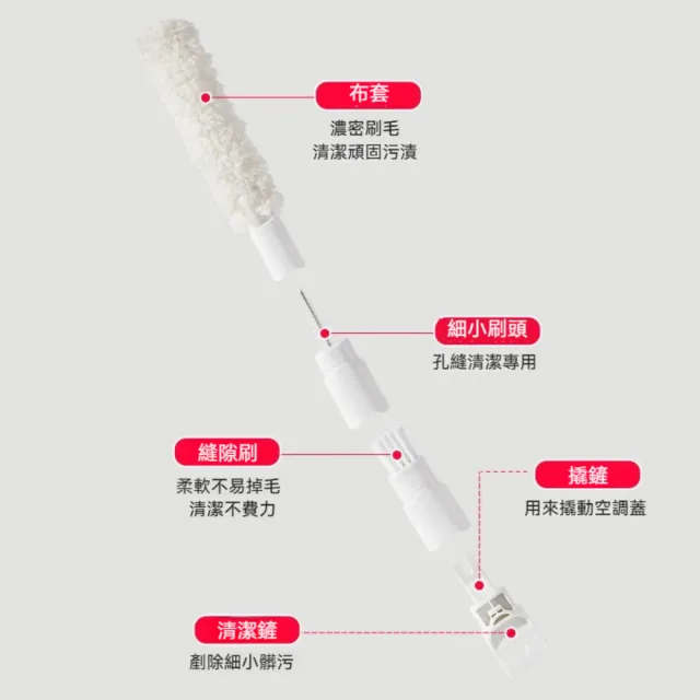 【茉家】組合式多功能除塵清潔刷(1入+5片替換布)