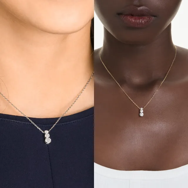 【SWAROVSKI 施華洛世奇】Stilla Attract 鏈墜 圓形切割 白色 鍍白金色/鍍金色(2色任選_情人節禮物)