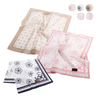 【CLATHAS】山茶花LOGO菱格紋純綿帕巾(多款任選)