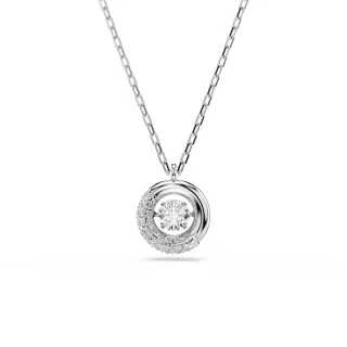 【SWAROVSKI 施華洛世奇】Dextera 鏈墜 圓形切割 白色 鍍玫瑰金色/鍍白金色(2色任選)