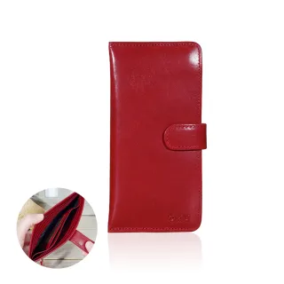 【OMC•植鞣革】 14卡1照簡約牛皮長夾95105(紅色)