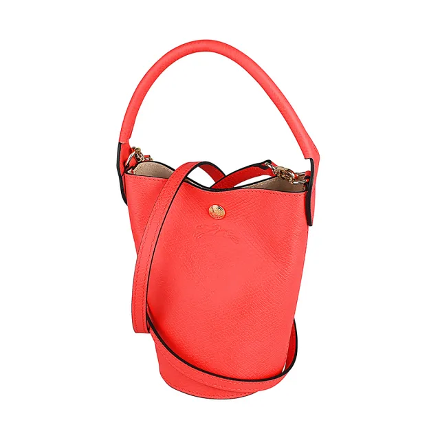 【LONGCHAMP】LONGCHAMP Epure系列奔馬LOGO牛皮按釦式手提/斜背水桶包(迷你/草莓紅)