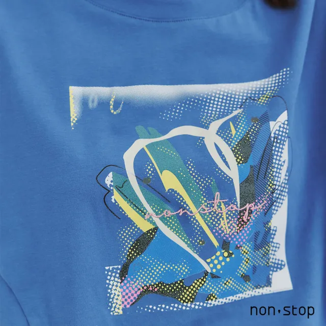 【non-stop】躍動瞬間拼色抽象印花T恤-2色
