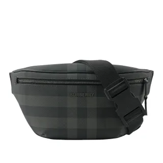 【BURBERRY 巴寶莉】Cason 塗層帆布及牛皮腰包(炭灰色)