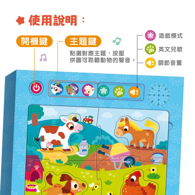 【華碩文化】趣味有聲拼圖系列：農場點點名