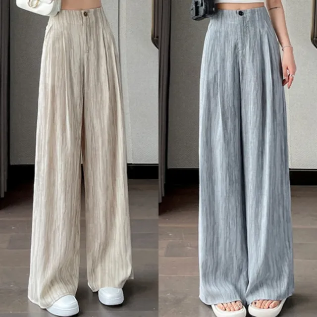 【米蘭精品】現貨+預購 女高腰寬褲連身褲顯瘦直筒休閒褲女長褲傘兵褲(扎染山本西裝女褲子3色t1lu73)