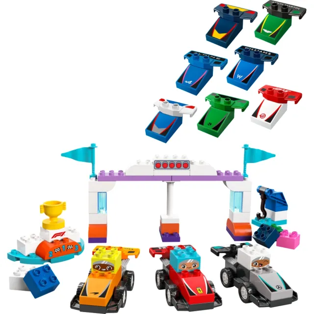 【LEGO 樂高】得寶系列 10445 F1車隊賽車和賽車手(交通工具 幼兒積木 兒童玩具 學習積木 禮物)