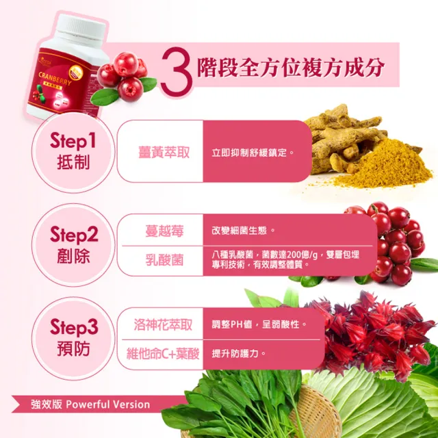 【Queens` choice】高濃縮蔓越莓強效錠 3罐組(30錠/罐-女性私密呵護 蔓越莓 乳酸菌 洛神花 維他命C)