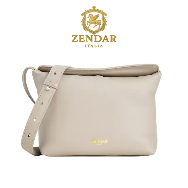 【ZENDAR】限量1折 超柔軟頂級小羊皮肩背包側背包 多麗絲系列 全新專櫃展示品(米金色)
