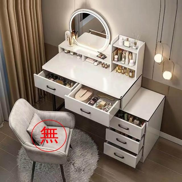 【E-factory】化妝桌 化妝台 梳妝桌 梳妝台 鏡台 收納化妝桌(259-梳妝台80公分（圓鏡帶燈）)