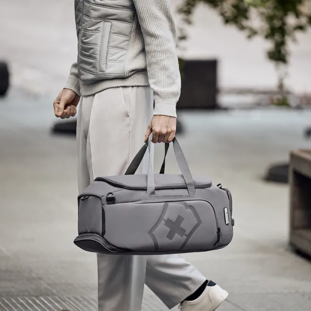 【VICTORINOX 瑞士維氏】Vx Touring 2.0 三用抗菌中型旅行袋(淺灰/黑色)