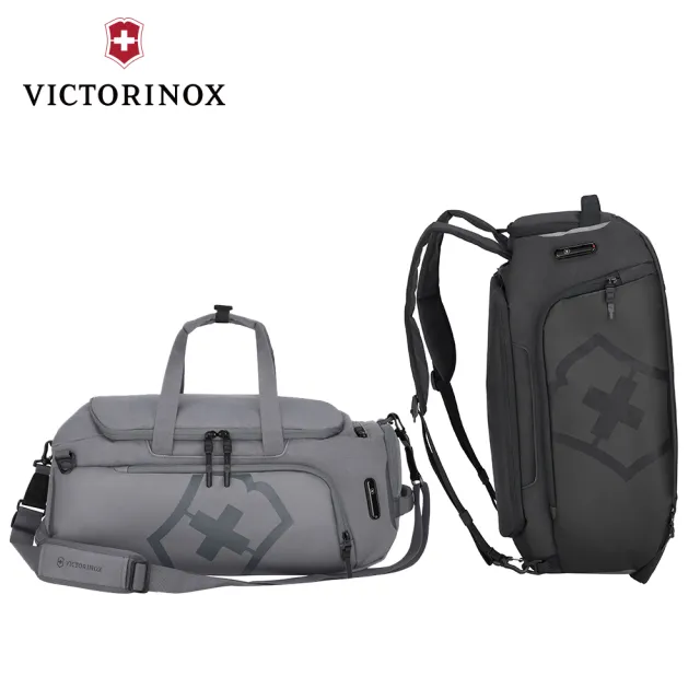 【VICTORINOX 瑞士維氏】Vx Touring 2.0 三用抗菌中型旅行袋(淺灰/黑色)