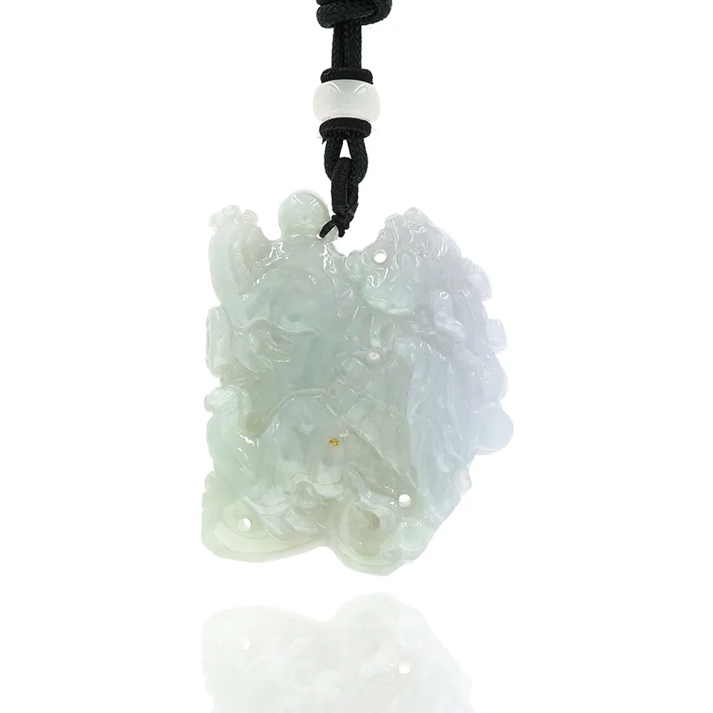 【喜緣玉品】天然翡翠玉石 淡春彩飄紅 飛天麒麟 玉珮(直)