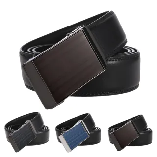 【YUNMI】真皮商務男士自動扣皮帶 時尚休閒腰帶 合金扣頭 寬3.5CM 可調節長度(父親節禮物/交換禮物)