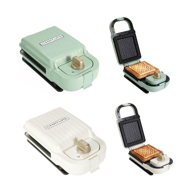 【MATURE 美萃】熱壓三明治鬆餅機-主機兩色-2款烤盤任選(CY-1622)