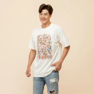 【NEW BALANCE】NB 滿版插畫短T/短袖上衣_MT51913SST_男性_米白色(美版 版型偏大)