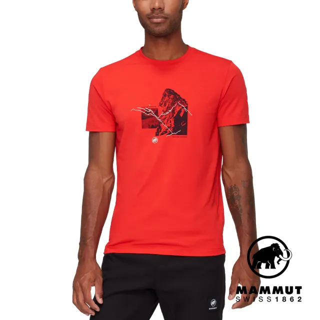 【Mammut 長毛象官方直營】Mountain T-Shirt Men 4208m 有機棉混紡機能短袖T恤 男款 經典紅 #1017-06500
