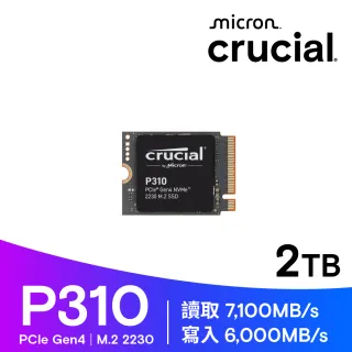【Crucial 美光】P310 2TB Gen4 2230 M.2 SSD固態硬碟(讀：7100MB/s 寫：6000MB/s)