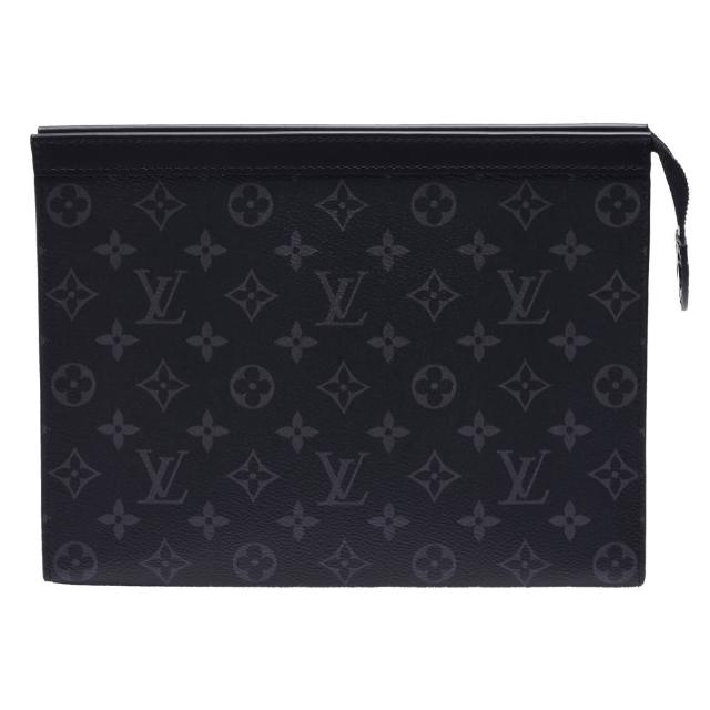 LV LOUIS VUITTON路易威登 M61692 Pochette Voyage MM 系列 Monogram Eclipse 帆布拉鍊手拿包