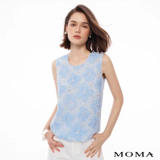 【MOMA】舞動精靈立體網紗花卉雪紡背心(淺藍色)