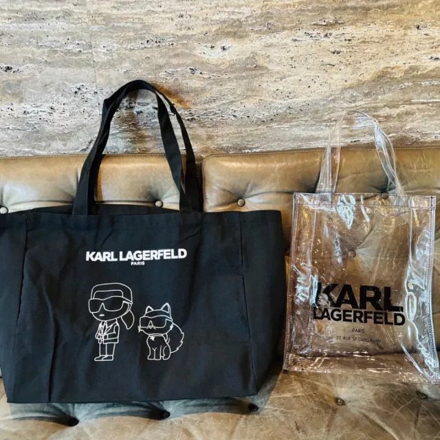 【KARL LAGERFELD 卡爾】IKONIK KARL & CHOUPETTE托特包(原廠公司貨 買包送包)