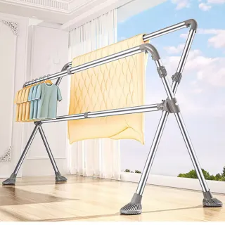 【Ashley House】2.5米X型不鏽鋼三桿伸縮曬衣架升級單桿升降(晾衣架 曬衣桿 伸縮晾衣架 掛衣架)