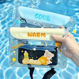 【Dagebeno荷生活】可愛圖案可調掛繩手機防水腰包 密封防塵可觸控手機防水腰包(2入)