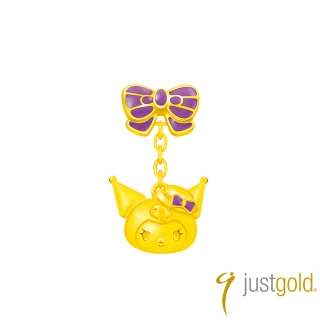 【Just Gold 鎮金店】酷洛米 Kuromi 復古野餐趣-蝴蝶結 黃金耳環(單耳)