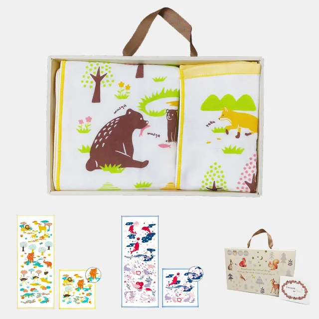 【Zootto】日本製彌月禮盒組-純棉紗布毛巾手帕+長毛巾(新生兒嬰兒浴巾洗臉巾)