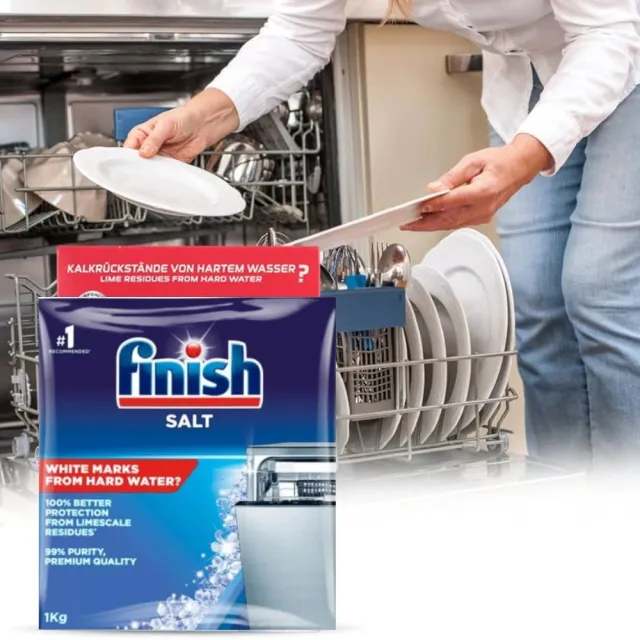 【finish 亮碟】洗碗機專用軟化鹽4入組*1kg(軟化水質/預防水垢/保養機體管線)