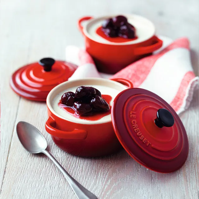 【Le Creuset】瓷器迷你圓烤盅10cm- 4入(棕櫚綠/薄荷綠/加勒比海藍/馬賽藍)