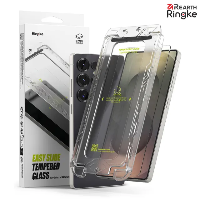 【Ringke】三星 Galaxy S25 / S24 / Plus / Ultra 易安裝鋼化玻璃螢幕保護貼－2入(Rearth 附安裝工具)