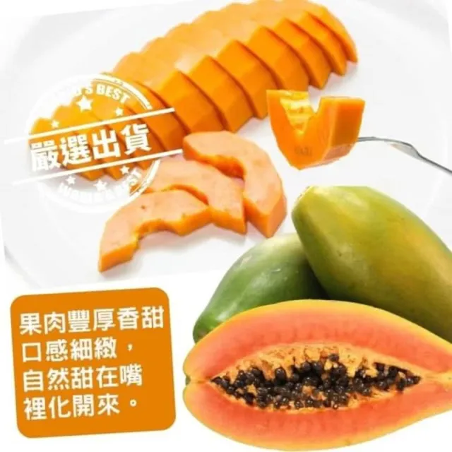 【WANG 蔬果】台農2號木瓜6斤x1箱(5-9顆/箱 果農直配/外銷等級)