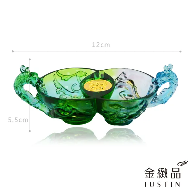 【金緻品】黃金琉璃擺件 雙聚寶盆 0.16錢(風水 居家 擋煞 招財進寶 聚寶 豐碩)