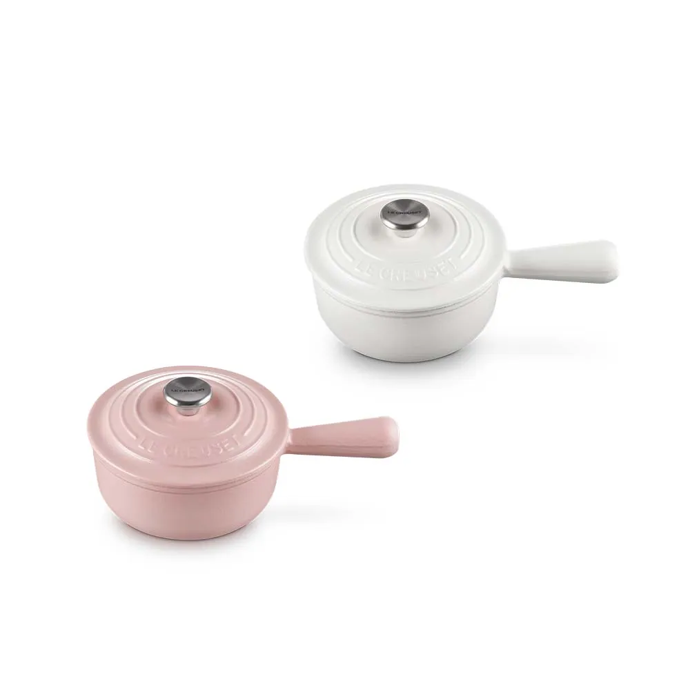 Le Creuset】琺瑯鑄鐵鍋單柄醬汁鍋16cm(甜心粉-鋼頭) - momo購物網