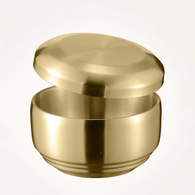 【CS22】韓式304雙層不銹鋼帶蓋飯碗 2入組(直徑11.5cm 韓國料理)