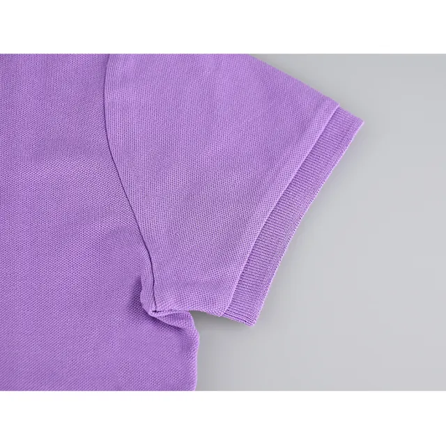 【RALPH LAUREN】POLO刺繡LOGO棉質5鈕釦領口短袖修身版POLO衫(女款/紫丁香)