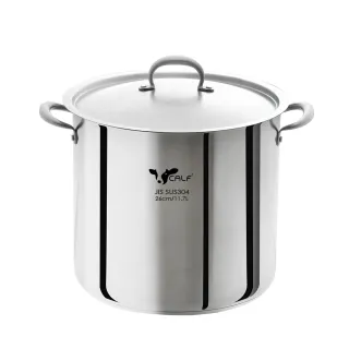 【Buffalo 牛頭牌】304不鏽鋼深型雙耳湯鍋26cm/11.7L(燉湯鍋/魯桶/滷桶/營業用/IH.電磁爐適用)