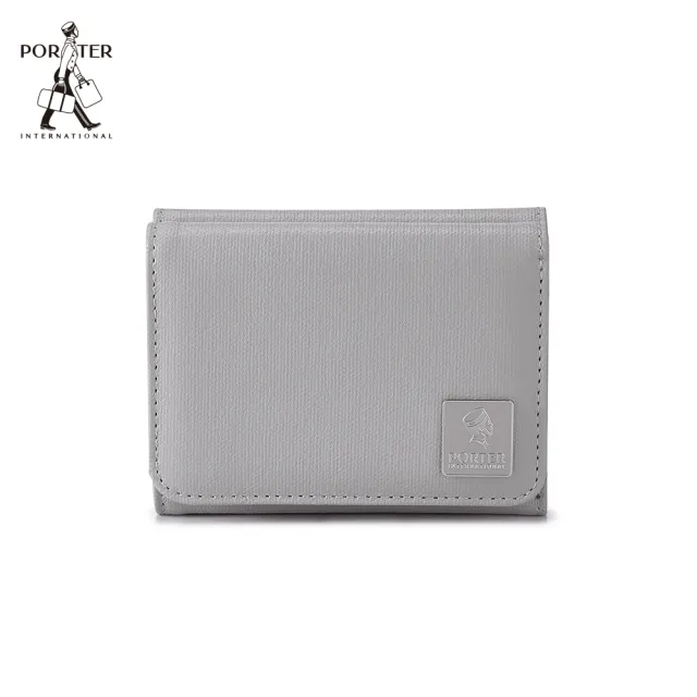 【PORTER INTERNATIONAL】復古品味MORI三折零錢短夾(晨霧灰)
