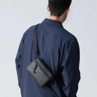 【PORTER INTERNATIONAL】彈性擴充ENDURE三用斜背包-M(黑)