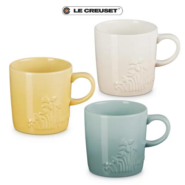 【Le Creuset】春日花園系列瓷器英式馬克杯350ml(洋甘菊/蛋白霜/海洋之花 3色選一)