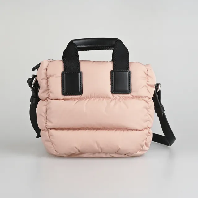 【MONCLER】MONCLER CARADOC 絎縫設計可調可拆式肩帶斜背/手提/托特包(迷你/粉紅)