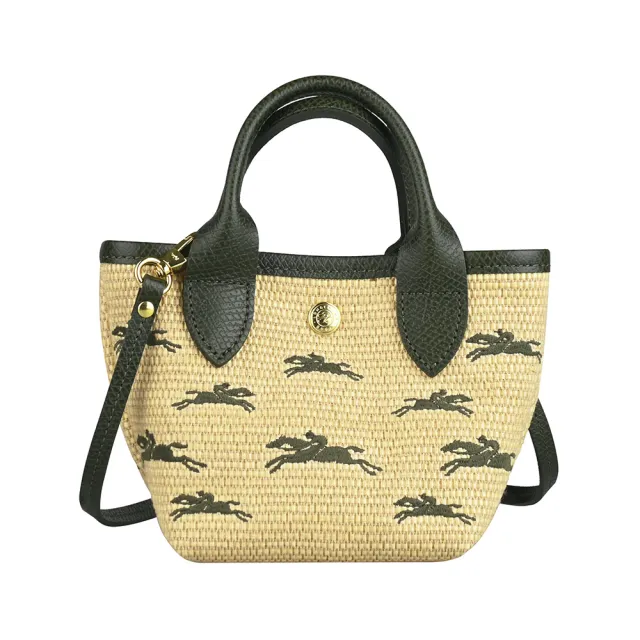 【LONGCHAMP】LONGCHAMP LE PANIER PLIAGE系列編織兩用手提/斜背包(XS/亞麻綠)
